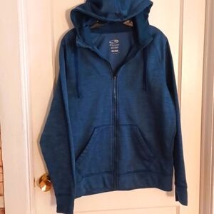Champion Duo Dry hooded jacket men's size large teal color